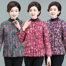 JUSTFEELING 중년여성의류 숏 패딩 겨울코트 엄마옷 50대60대 꽃무늬 빅사이즈 패딩