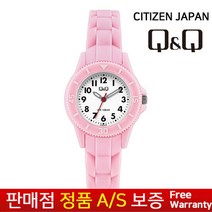 QnQ By Japan Citizen [신제품][큐앤큐][정품무상AS] 어린이 초등학생 여성여자 심플 파스텔 핑크 어린이 패션 우레탄손목시계 VS66J-005Y