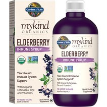 삼부커스 Garden of Life Mykind Organics Plant Based Elderberry Immune Syrup 6.59 fl oz (195 Ml), 기본