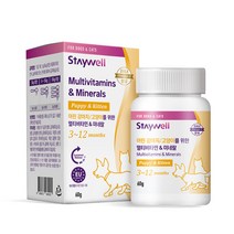 스테이웰 멀티비타민&미네랄 퍼피키튼 60g 강아지 고양이 영양제, 단품