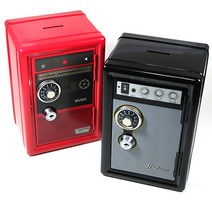 리빙맘 레트로 철제금고 저금통 미니금고 디자인저금통 사무 휴대용 빈티지 엔틱 개인금고 금품보관 동전 캐쉬 안전금고, 레드