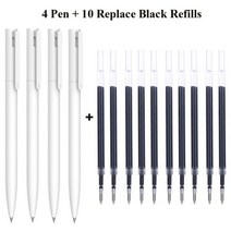 중성펜 문구용품 원래 Xiaomi 펜 쓰기 빛 Mijia 프레스 코어 교체 리필 블루 레드 블랙 0.5mm 비즈니스 롤러 볼펜, [37] 4pen 10black refills