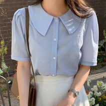 셀러허브(잡화) 여자 여름 왕 빅카라 기본 반팔 블라우스