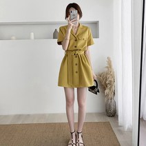 반팔셔츠원피스 봄 여름옷 클래식 극 스윗 숲 뻣함 오렌지 키 허리보정 첫사랑 2094147094