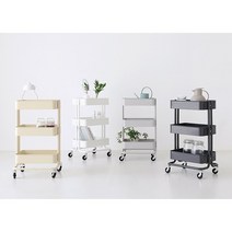 이동식 트롤리 3 4단 로스코그 로스훌트 조리대 수납 기저귀 카트 웨건 이케아, 우주그레이, 3단
