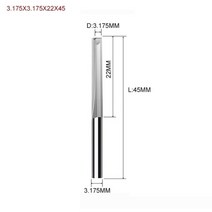 1 개 3.175mm 4mm 6mm 8mm 2 개의 플루트 스트레이트 슬롯 비트 우드 커터 CNC 솔리드 카바이드 2 개의 더블 플루트 비트 CNC 라우터 비트, 3.175x3.175x22x45