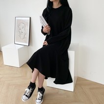 잘빠진 멜로 기모 롱 플레어 원피스