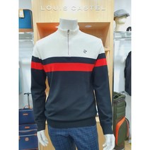 루이까스텔 남성 골프웨어 21FW 시즌오프 70%할인 가을 겨울 보더형 방풍 반집업 니트 3MCSW045