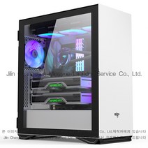 Couyor 게이밍 컴퓨터 투명 사이드 수냉식 본체 리그 오브 레전드 던파 PUBG, 화이트