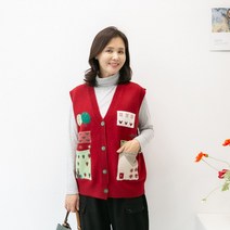 마미소 퀼트니트조끼 간절기 엄마옷 외투 보온
