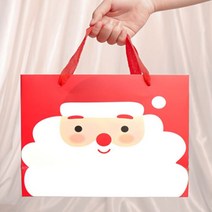 산타 레드 색상 크리스마스 쇼핑백 1개_럭키데이유통 크리스마스 선물 답례품 쇼핑백 어린이집 유치원 학교 학원 교회 크리스마스 선물포장 기프트백 산타쇼핑백 종이선물가방, 크리스마스 종이가방, 종이가방 산타 레드 대형 1개