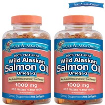 퓨어 알라스카 오메가 와일드 연어 오일 오메가3 1000mg 210정 2팩
