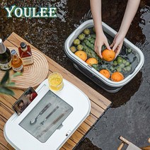 YOULEE 아웃도어 폴딩 수납 박스 다용도 접이식 캠핑 바구니 대용량 야외 수납함 테이블 보드 식기수납 활용, 그레이
