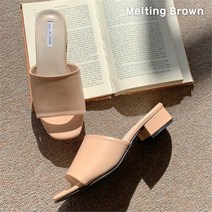 로즈블로썸 멜팅브라운 여성 캐주얼 로우힐 토오픈 뮬 슬리퍼 9color (8249030)