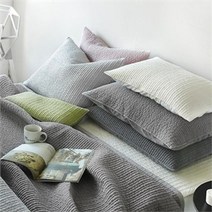 쁘리엘르 마일드 피그먼트 아사 누비 베개커버 50x70, 마린블루/마린블루