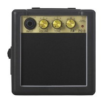 GHSHOP 어쿠스틱/일렉트릭 기타 우쿨렐레 용 미니 3 와트 9 v 배터리 구동식 앰프 앰프 스피커 제어 기능이있는 고감도, 12.5x6x12.5cm, 플라스틱, 블랙