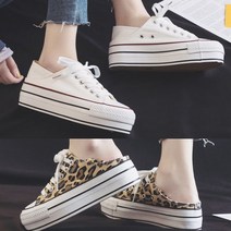스니커즈 슬립온 여성단화 캔버스뮬 키높이 통굽 투웨이 호피 6267ma