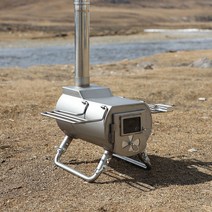 캠핑 휴대용 동계 화목난로 불멍 차박 화로 장작 펠릿 화로대 우드 스토브 나무난로, 90° 굴뚝 304