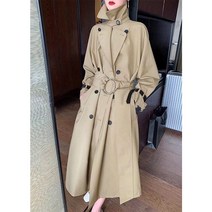 더블하프코트 고급 거물급 언니풍격 건 아스팔트 허리를 다듬다 트렌치바바리 어텀 무드 가을 와이드 루즈핏 2367697057