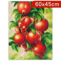 블링블링 캔버스 액자형 보석십자수 60x45cm 해바라기 부엉이 금전수 DIY 세트 비즈 큐빅 대형, 1세트, CV-074 (석류)