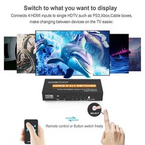 NOWBOTUCH 4K@60Hz 4x1 HDMI 2.0 스위치 HDMI 셀렉터 스위치 4 포트 HDR IR 리모컨 4Kx2K HDMI 셀렉터 박스 4 in 1 출력 UHD 4K H