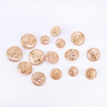 짱패브릭 (1개) 마린 금속 금장단추, 15mm
