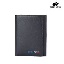 바이슨데님 BISON DENIM 남자 수제 가죽 슬림 똑딱이 3단 반지갑 W4543-2B
