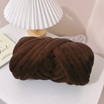 벨벳 자이언트얀 1kg 빅얀 패브릭얀 점보얀 핑거니팅 핸드 손뜨개 가방 방석 뜨개실 아이친구, 다크브라운, 1개