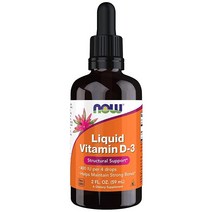 NOW 보충제 액상 비타민D-3 튼튼한 뼈* 구조적 지지* 59.1ml(2온스), 1 Ounce