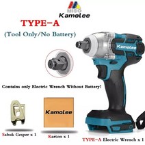 에어라쳇 인펙 임팩렌치 Kamolee-도구 DTW285 2 IN 1 520N.m 하이 토크 브러시리스 전기 임팩트 렌치 1/2, 01 TYPE A No Battery_01 미국