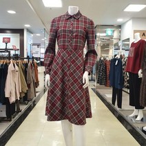 샤트렌(CHATELAINE) 여성 간절기 트렌치형 원피스 세미플레어 미디기장 체크패턴/울산점