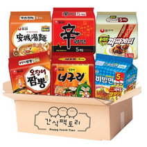 [간식팩토리] 필수구매 라면 6종 (신라면+짜파게티+안성탕면+너구리+오짬+팔도비빔) 총 6종, 30개입