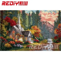 래치훅 스킬자수 털실자수 십자수 DIY 스킬 자수 Latch Hook 도안 REDIY LADIY 래치 후크 러그 미완성 원사 자수 크로 셰 뜨개질 쿠션 벽 태피스트리 바닥 매트, 110x75cm