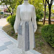 (주문 제작) 밀그린 햄프 린넨 앞치마, 블루
