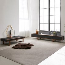 로하스가구 원목 거실장 본 TV 거치대 2400mm 호두나무 원목+천연무늬목 장식장, 2400mm 거실장+거실테이블/블랙