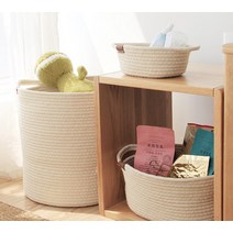 대형 누빔 코튼 패브릭 로프 바스켓 소품 장난감 인형 수납 수납함 정리 함 바구니 쏠리또, 코튼 바구니 Medium