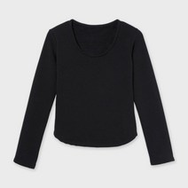 러브블러썸 TPLA01 밍크안감 라운드 티셔츠 블랙