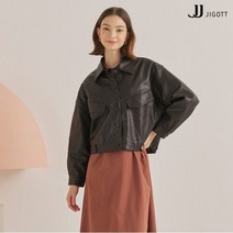 JJ지고트 사선 플랩 포켓 숏 레더 재킷 GLBP0JKT2