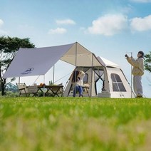 야외 자동 텐트 캐노피 하나의 투인원 방수 두꺼운 글램핑 감성 장박 대형, 파란 텐트