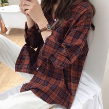 여성 데일리 체크셔츠 편안한 패션 출근룩 가을 남방