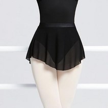 발레 스커트 성인 댄스 드레스 여성 발레리나 착용 사이드 스플릿 짧은 체조 훈련용, Black+M
