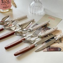 아노바 레트로 빈티지 홈카페 감성 커트러리 디너 스푼 포크 나이프 디저트포크 티스푼, 디저트스푼, 브라운