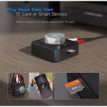 블루투스5.0 오디오 송수신기 3D 스테레오 무선 리시버 RCA 스테레오 수신기 3D 중저음 모드, 블랙