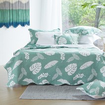 미하임 라임 고주파 퀼팅 스프레드+베개 커버 세트 싱글, 화이트