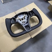 핸들 게임 스티어링 휠 리얼 탄소섬유 가죽 요크 전기 가열선 내장 테슬라 모델 3 Y에 적합 정품, Black Style A