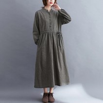 체크무늬 원피스 가을 스타일리쉬 허리보정 얇은 하프기장 긴 소매 x2개 2146898344