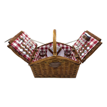 룰루랄라 야외 라탄 피크닉 바구니, 02.2인용 삼각바구니-카멜, 플라스틱 세트