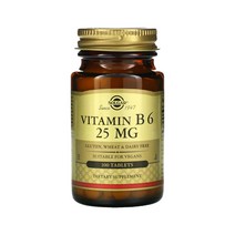 솔가 비타민 B6 25mg 타블렛 글루텐 프리, 100개입, 1개, 100정