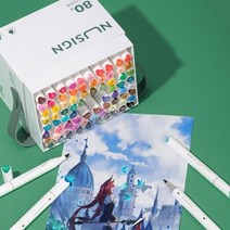델리 누사인 둥근 스케치 브러쉬 트윈 마카펜 80색 NS736-80, 단품, 상세페이지 참조