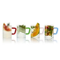 NEW 까사무띠 싱글월 콰드로 손잡이 유리컵 2P세트 (350ml) 4color 강화 내열유리컵 핸들 유리 머그잔 머그컵, 블루 (2P 세트)